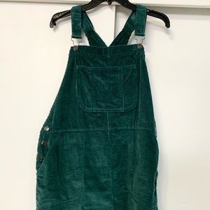 Green corduroy overall dress